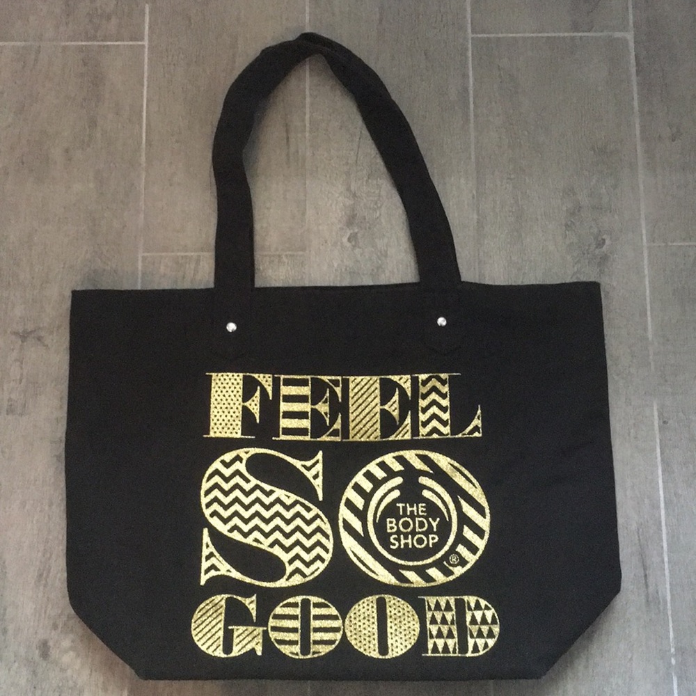 Black and Gold Glitter Tote Bag - The Body Shop